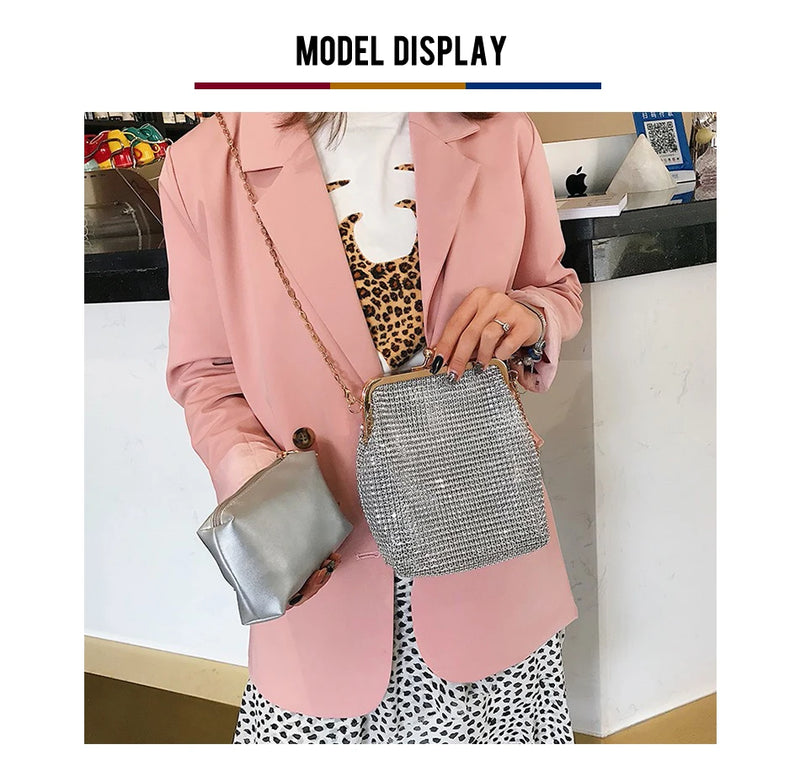 Bolsa de Ombro Corrente Palha Kiss Lock Shell Bolsas Femininas Vintage Designer  Crossbody