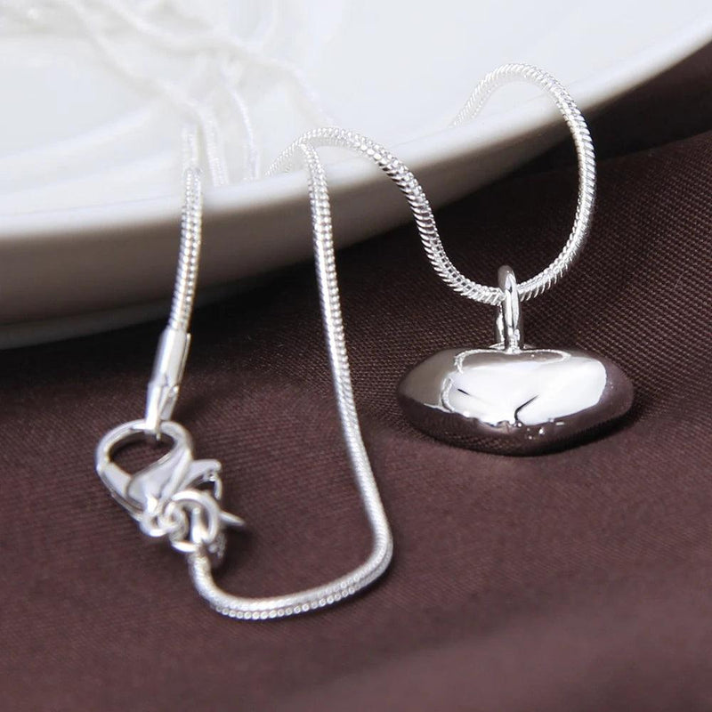 DOTEFFIL 925 Sterling Silver Solid Small Heart Pendant Necklace 16-30 Inch Snake Chain For Women Wedding Charm Fashion Jewelry - CRAVO ROSE