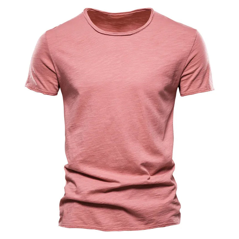 100% algodão camiseta casual macia fitness camisetas finas roupas masculinas gola redonda manga curta camiseta sólida