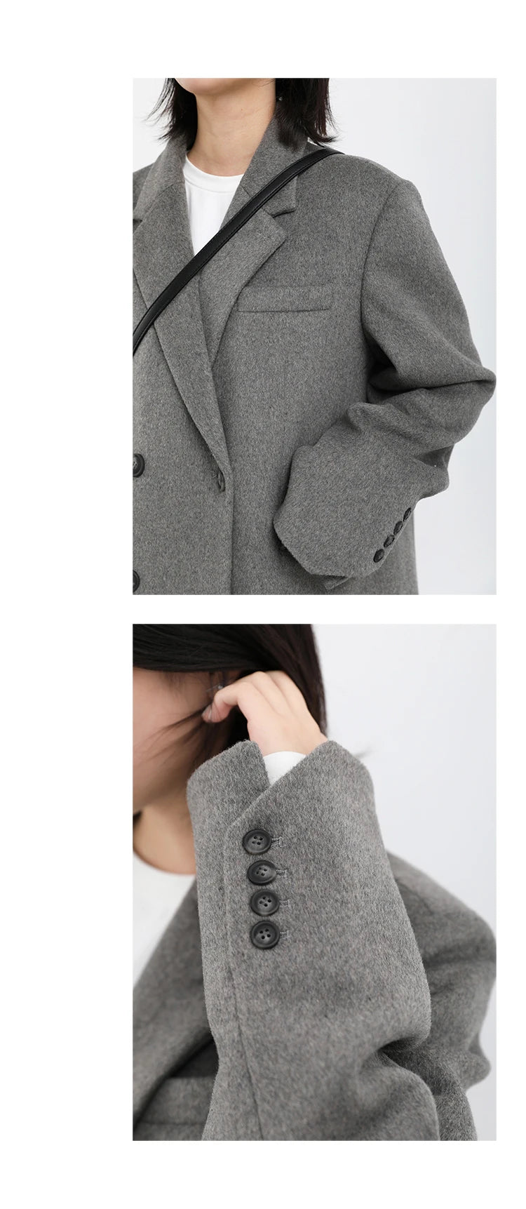 Casaco de lã feminino CHIC VEN, blazer longo de lã, blusa grossa e quente, sobretudo feminino, blusa feminina para escritório, outono e inverno