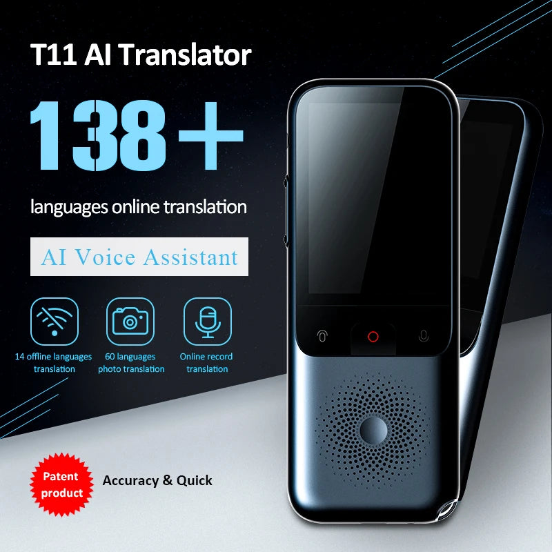 T11 138 Tradutor Inteligente de Idiomas, 2025 Tradutor de Fala Portátil Tradutor de Fala Inteligente de IA Offline em Tempo Real