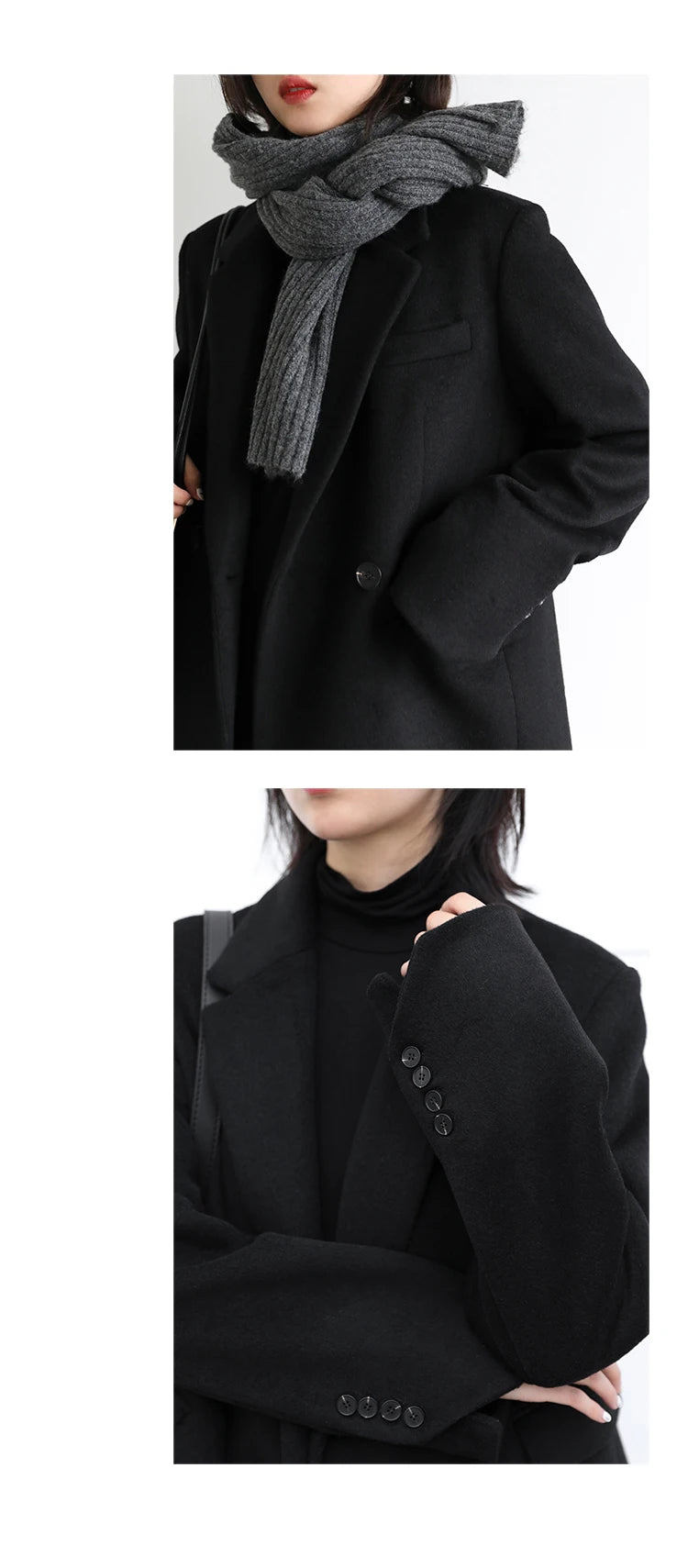 Casaco de lã feminino CHIC VEN, blazer longo de lã, blusa grossa e quente, sobretudo feminino, blusa feminina para escritório, outono e inverno