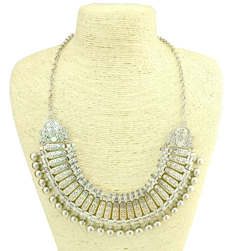 Gypsy Boehmian Hippie Collar Necklaces for Women Big Chunky Tibetan Silver Metal Necklace Festival Turkish Party Jewelry Gift