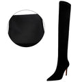 Botas BIGTREE de camurça sexy acima do joelho, pretas, de pelúcia, quentes, femininas, de inverno, finas, de salto alto, botas longas, plus size 42 43