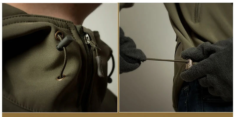 2024 New Fashionable Shark Skin Soft Shell Jacket Men's Tactical Windproof Waterproof Jacket Men's Jacket Hooded Jacket