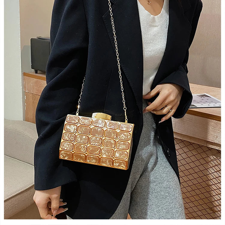 Luxury Female Evening Bag Block Designer Crossbody Bags for Women 2025 Trend Shoulder Bag Wedding Party Clutch Bag Purses Bolsos