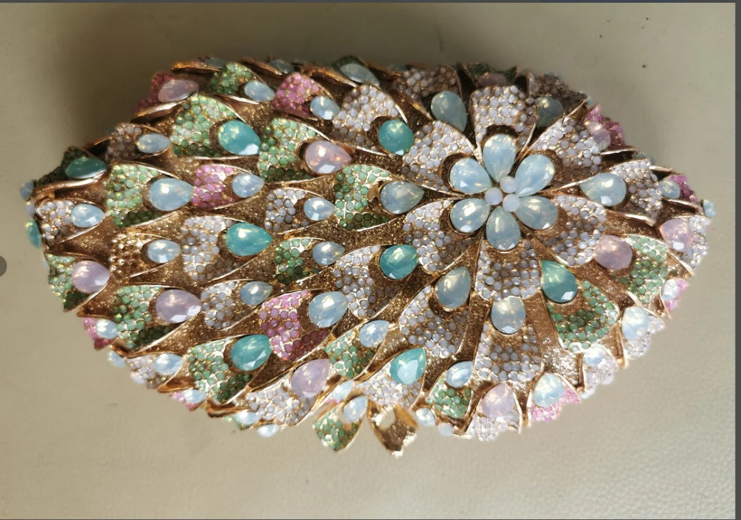 Xiyuan cheio grandes pedras sacos de noite feminino garras para as mulheres jantar strass bolsas casamento nupcial cristal embreagem bolsa - CRAVO ROSE