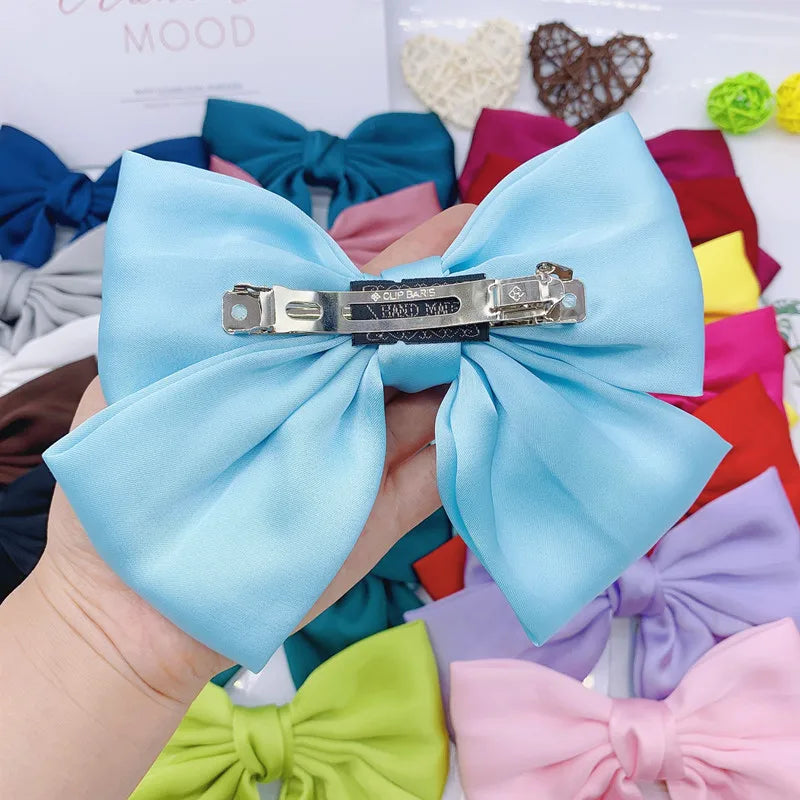 NEW Fashion Big Large Bow Hairpin Soft Chiffon Hairgrips For Women Girls Satin Trendy Lady Hair Clip Barrette Hair Accessories - CRAVO ROSE