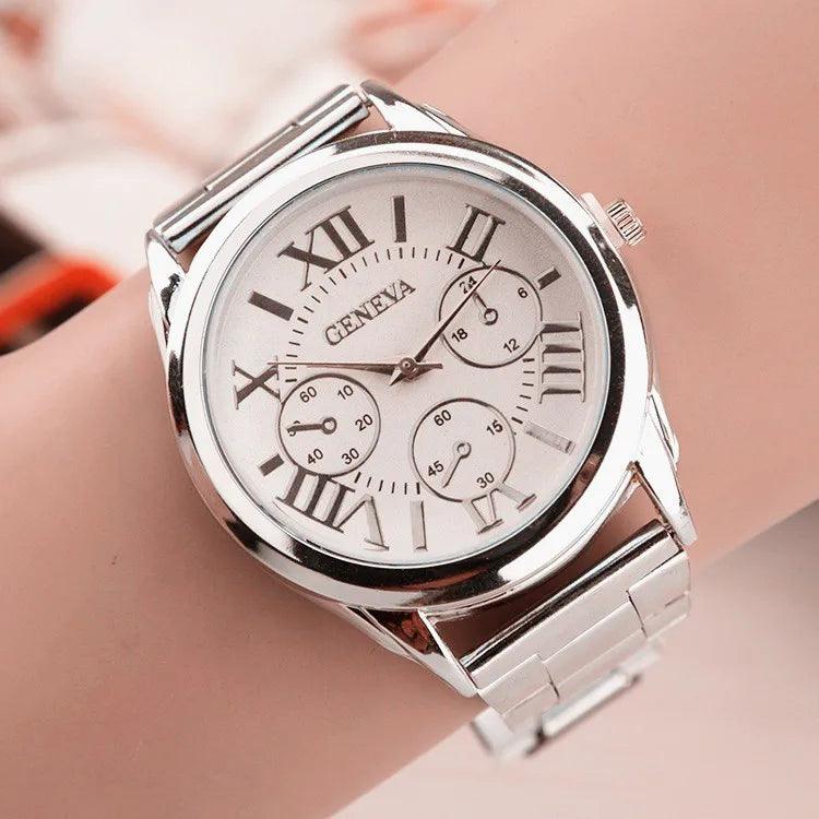 2024 New Brand 3 Eyes Gold Geneva Casual Quartz Watch Women Stainless Steel Dress Watches Relogio Feminino Ladies Clock Hot Sale - CRAVO ROSE