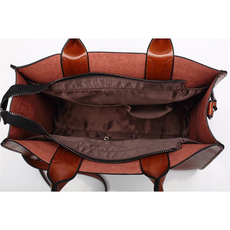 Bolsas de couro vintage, bolsa casual feminina, bolsa de alta qualidade, bolsa de ombro grande