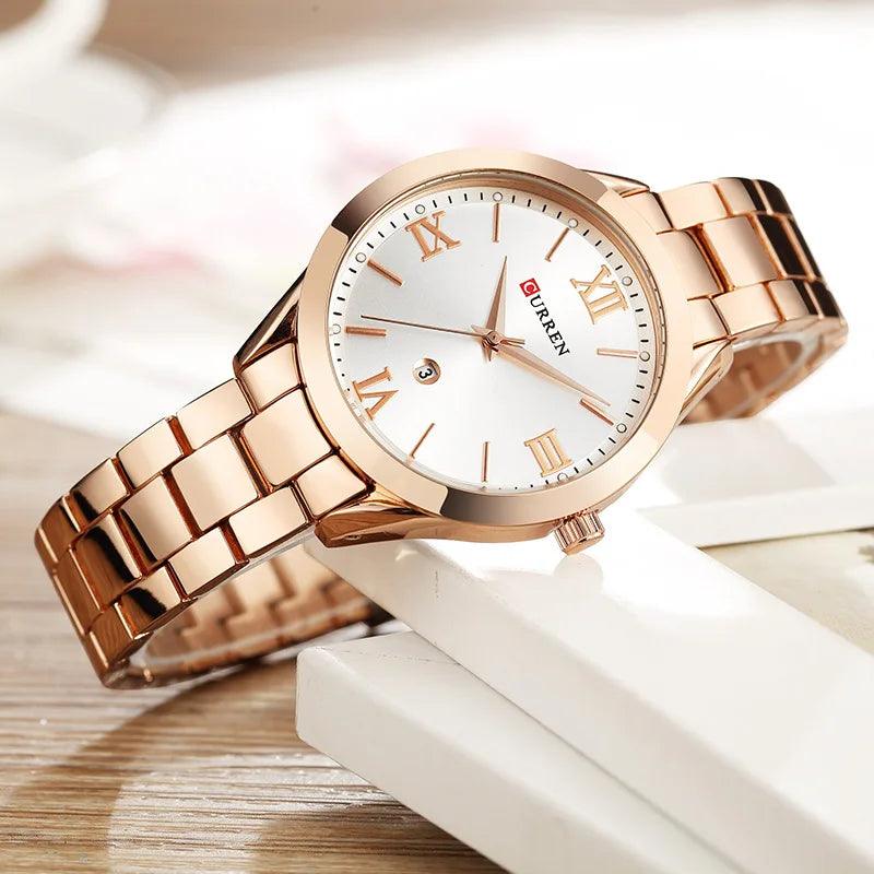 CURREN Gold Watch Women Watches Ladies Creative Steel Women's Bracelet Watches Female Clock Relogio Feminino Montre Femme - CRAVO ROSE