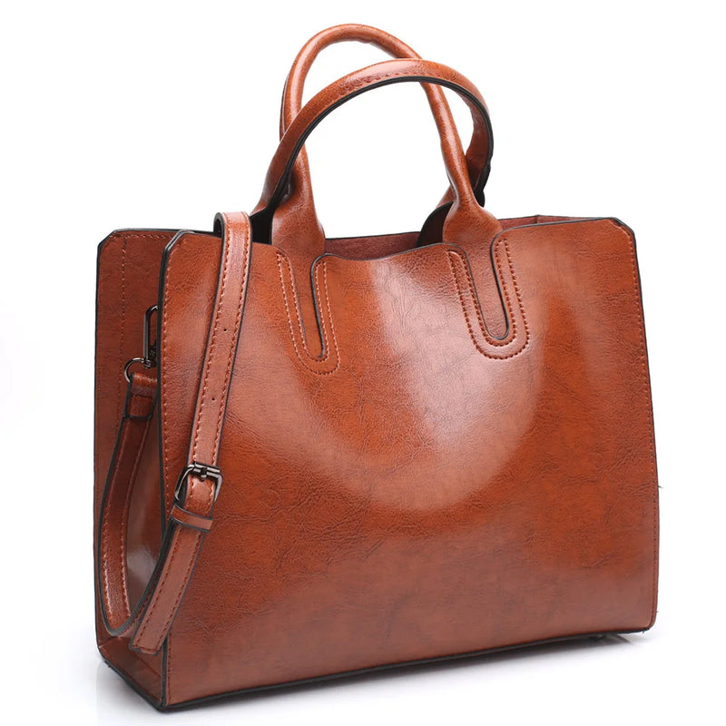 Bolsas de couro vintage, bolsa casual feminina, bolsa de alta qualidade, bolsa de ombro grande