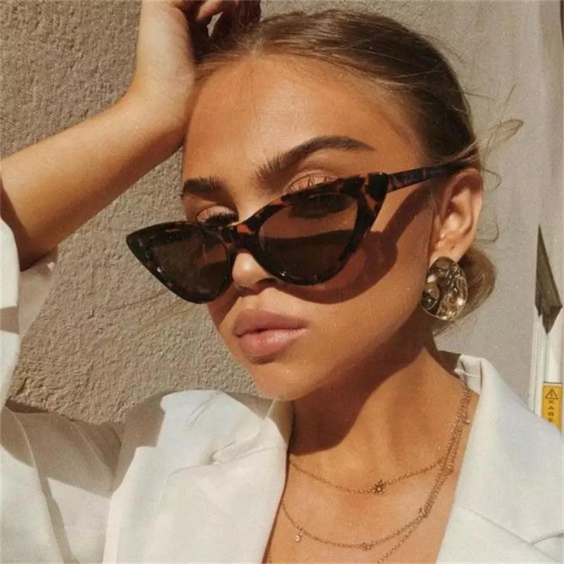 fashion sunglasses woman brand Designer vintage retro triangular cat eye glasses oculos De Sol Transparent ocean uv400 - CRAVO ROSE