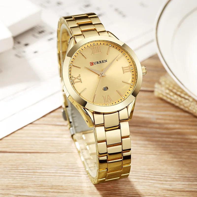 CURREN Gold Watch Women Watches Ladies Creative Steel Women's Bracelet Watches Female Clock Relogio Feminino Montre Femme - CRAVO ROSE