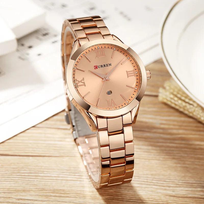 CURREN Gold Watch Women Watches Ladies Creative Steel Women's Bracelet Watches Female Clock Relogio Feminino Montre Femme - CRAVO ROSE