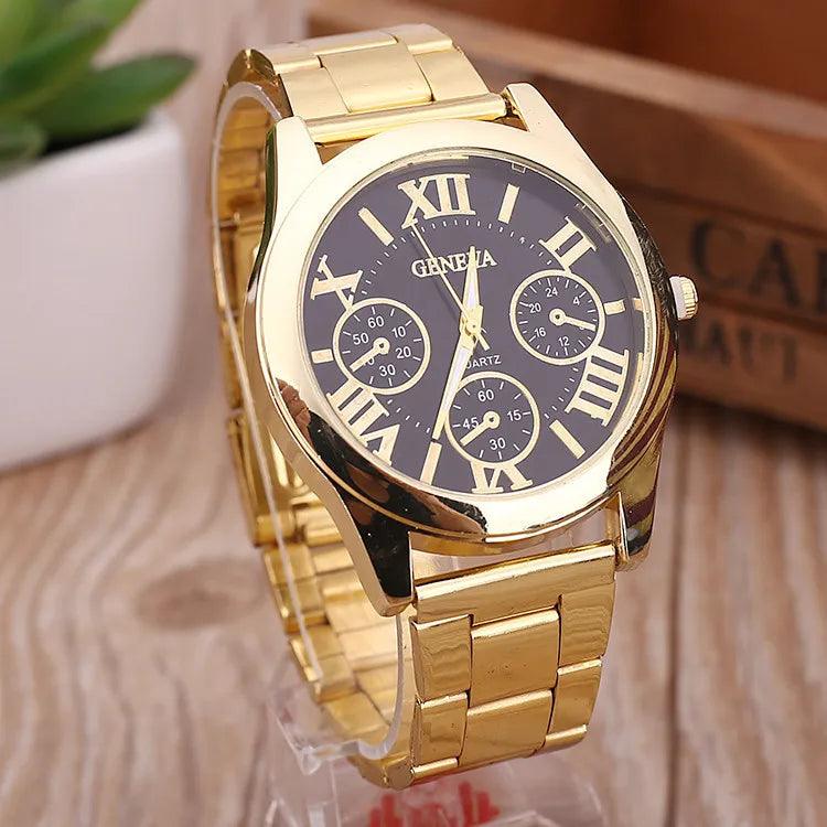 2024 New Brand 3 Eyes Gold Geneva Casual Quartz Watch Women Stainless Steel Dress Watches Relogio Feminino Ladies Clock Hot Sale - CRAVO ROSE