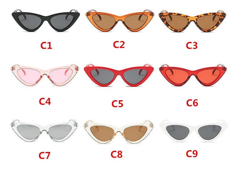 fashion sunglasses woman brand Designer vintage retro triangular cat eye glasses oculos De Sol Transparent ocean uv400 - CRAVO ROSE