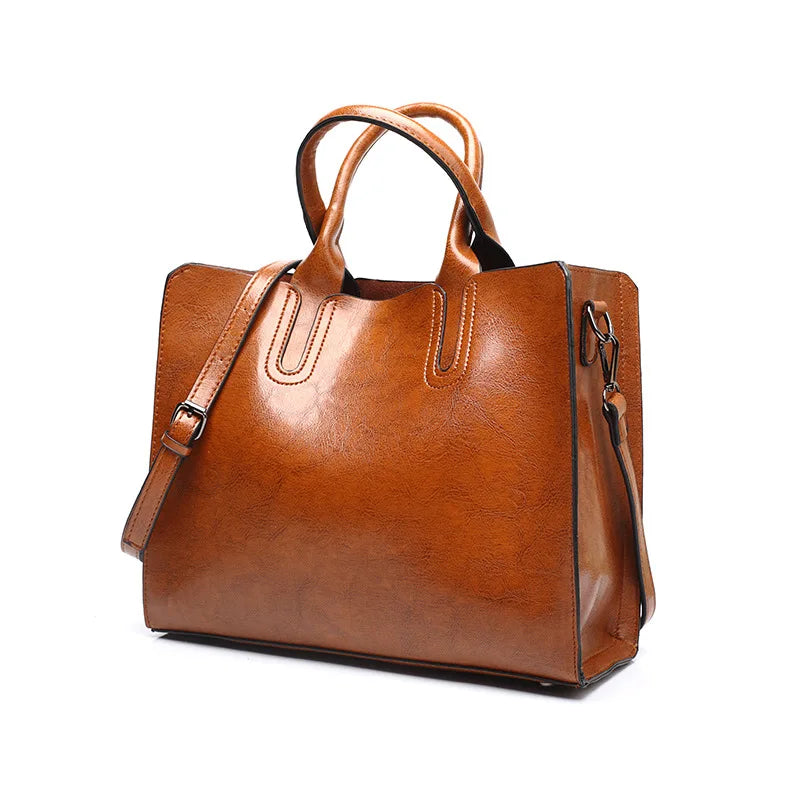 Bolsas de couro vintage, bolsa casual feminina, bolsa de alta qualidade, bolsa de ombro grande