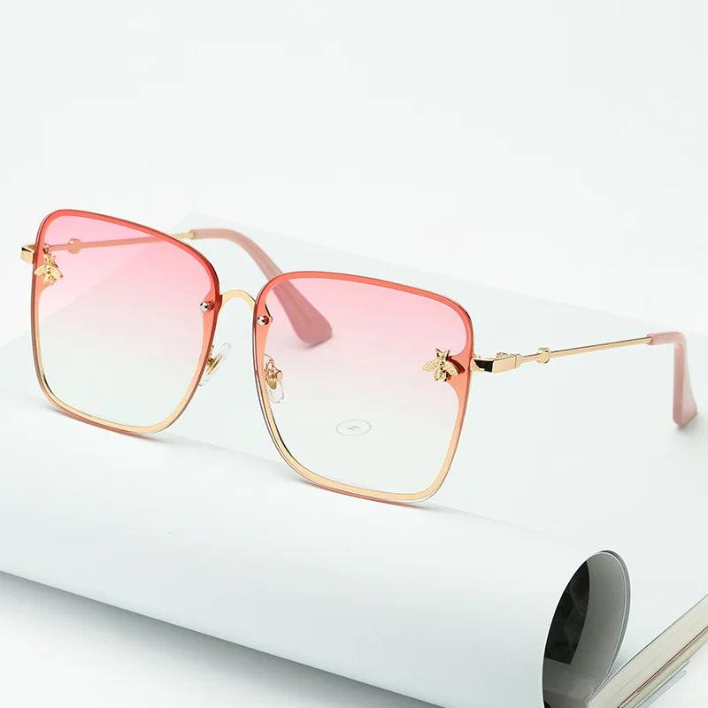 New Fashion Lady Oversize Rimless Square Bee Sunglasses Women Men Small Glasses Gradient Sun Glasses Female UV400 - CRAVO ROSE