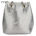 Fashion Evening Party Clutch Bucket Bags for Women 2024 Trend Chain Shoulder Messenger Bag Sliver Gold Handbags Female Clutches