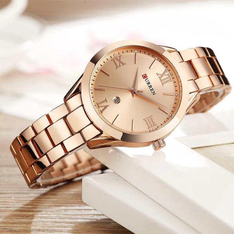 CURREN Gold Watch Women Watches Ladies Creative Steel Women's Bracelet Watches Female Clock Relogio Feminino Montre Femme - CRAVO ROSE