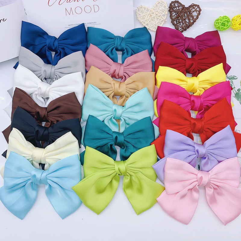 NEW Fashion Big Large Bow Hairpin Soft Chiffon Hairgrips For Women Girls Satin Trendy Lady Hair Clip Barrette Hair Accessories - CRAVO ROSE