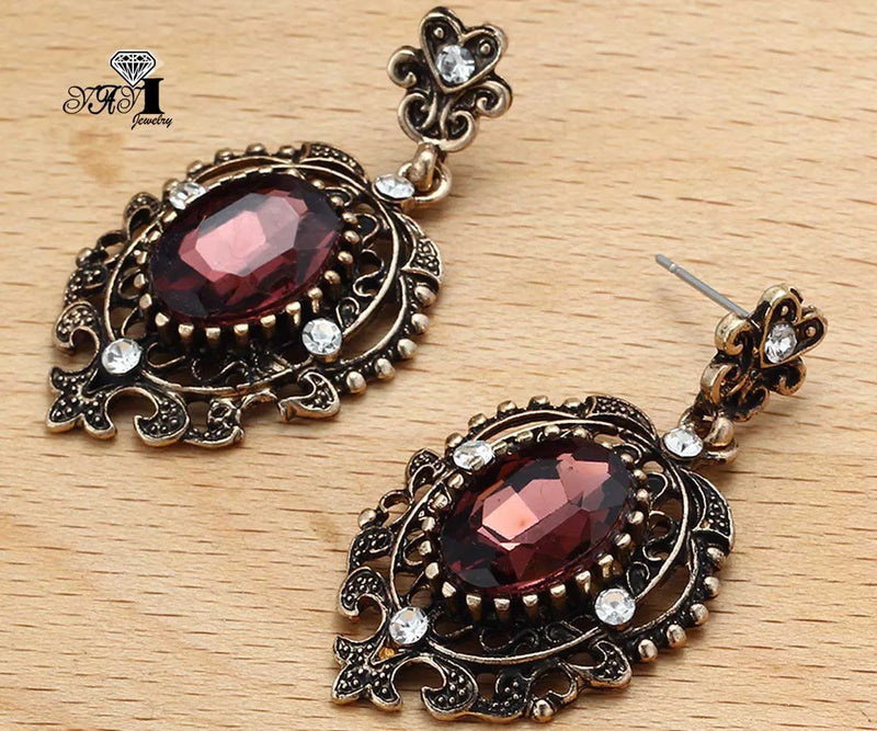 YaYi Jewelry Fashion Colorfull Glass Crystal Rhinestone Dangle Crystal Women Ancient Silver Color Wear Ear Band Tassel Earrings - CRAVO ROSE