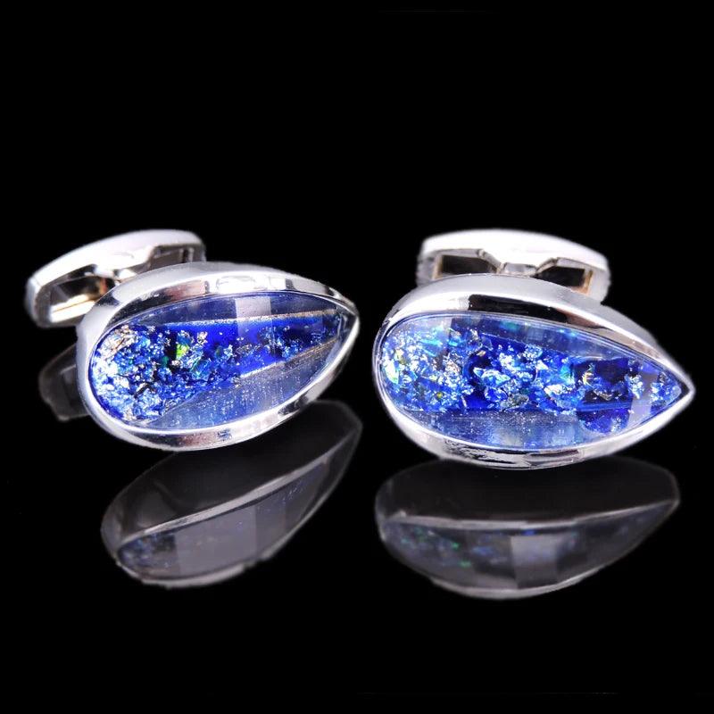 Summer new high quality brass hand inlaid Blue Crystal zircon Cufflinks classic style men's jewelry gifts - CRAVO ROSE