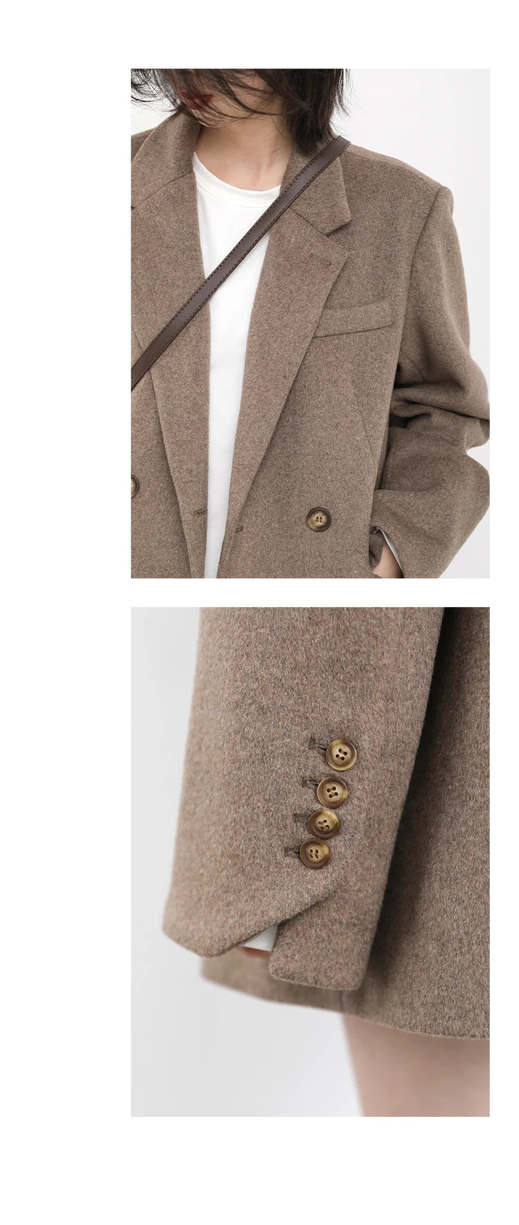 Casaco de lã feminino CHIC VEN, blazer longo de lã, blusa grossa e quente, sobretudo feminino, blusa feminina para escritório, outono e inverno