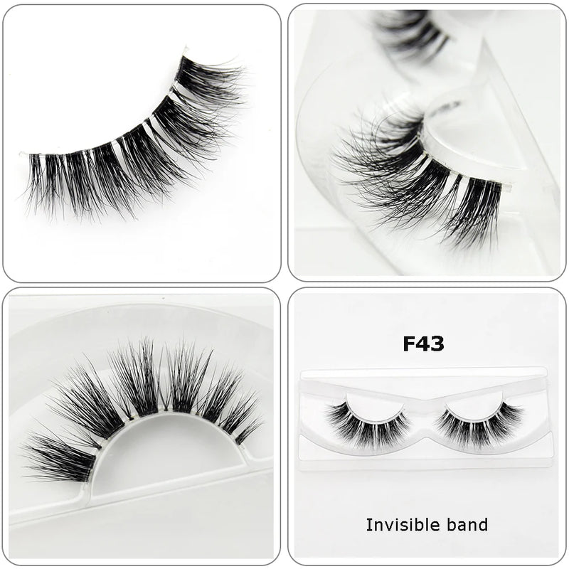 Cílios Visofree Mink Cílios Transparentes Cílios Postiços Transparentes Cílios Postiços Feitos à Mão Cílios Dramáticos Cílios Superiores