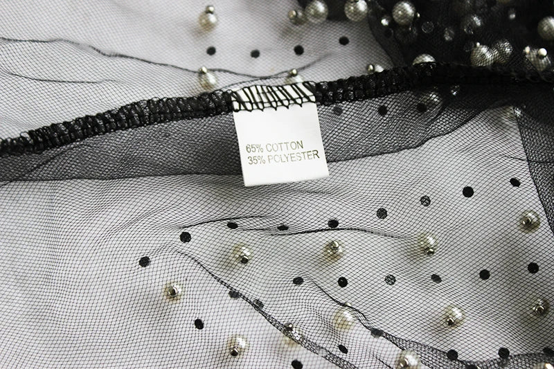 Camiseta feminina sexy transparente Gtpdpllt, malha, patchwork, diamantes, pérolas, slim, tops curtos elegantes, roupas femininas de primavera