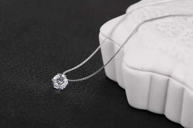 2019 New Drop Shipping 925 Sterling Silver Necklaces Crystal Zirconia Pendants&necklaces Jewelry Collar Colar De Plata - CRAVO ROSE