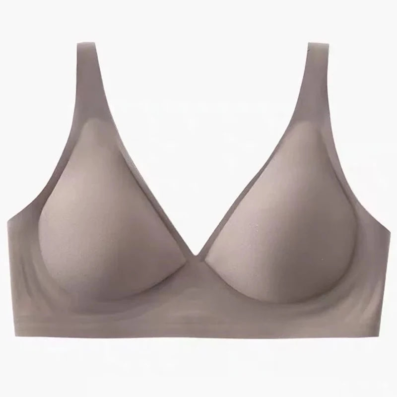 Seamless Women Underwear Sexy V-neck No Steel Ring Small Chest Gathered Adjustable Support  Small Comfortable Thin Top Bra