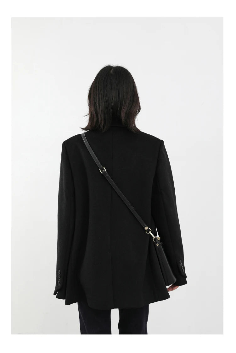Casaco de lã feminino CHIC VEN, blazer longo de lã, blusa grossa e quente, sobretudo feminino, blusa feminina para escritório, outono e inverno