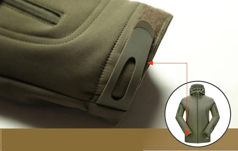 2024 New Fashionable Shark Skin Soft Shell Jacket Men's Tactical Windproof Waterproof Jacket Men's Jacket Hooded Jacket