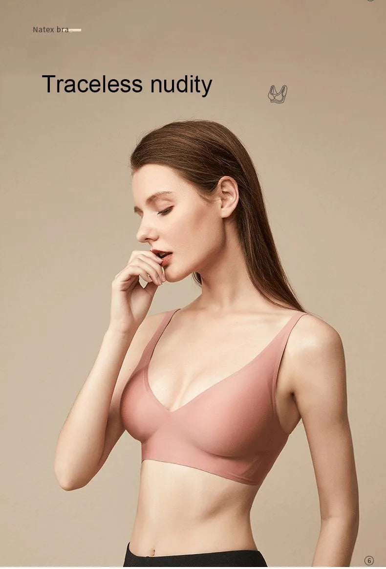 Seamless Women Underwear Sexy V-neck No Steel Ring Small Chest Gathered Adjustable Support  Small Comfortable Thin Top Bra
