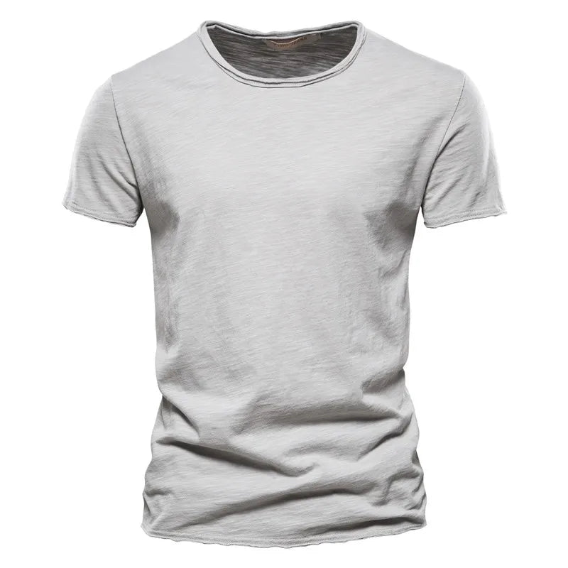 100% algodão camiseta casual macia fitness camisetas finas roupas masculinas gola redonda manga curta camiseta sólida