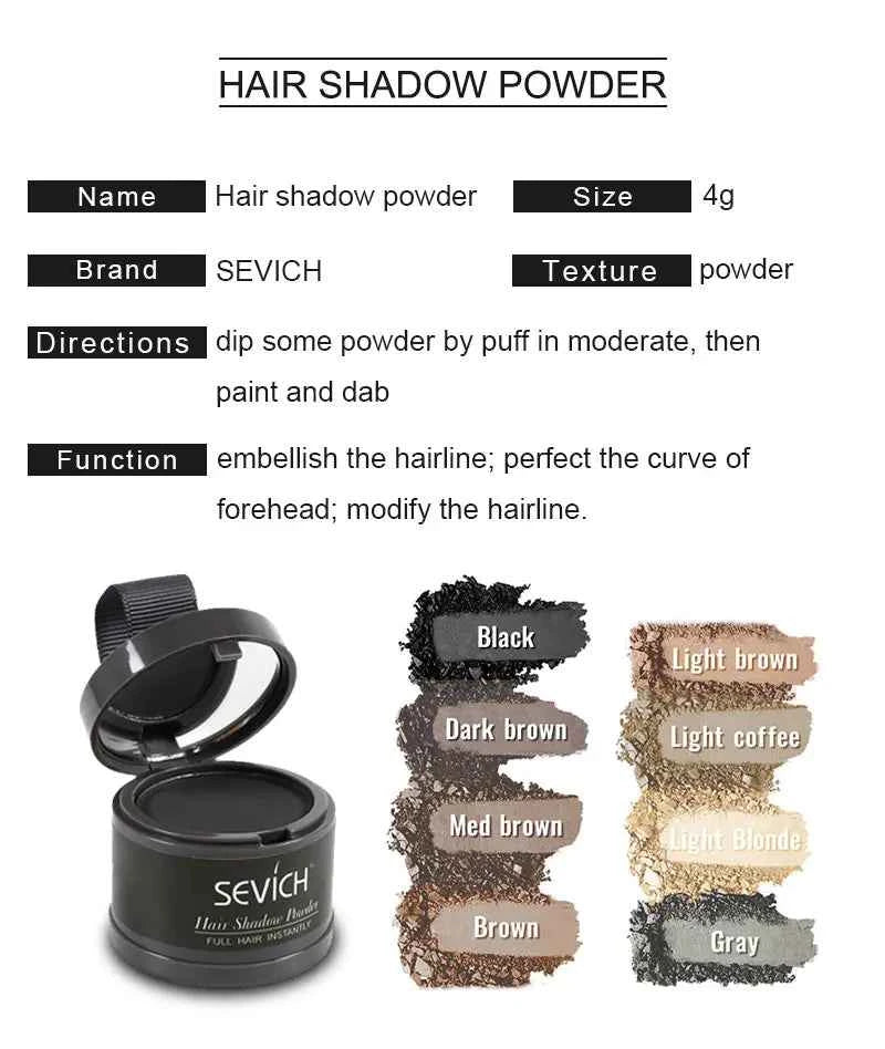 Sevich Hair Line Powder 4g Black Root Cover Up Natural Instant Waterproof Hairline Shadow Powder Hair Concealer Coverage 13color