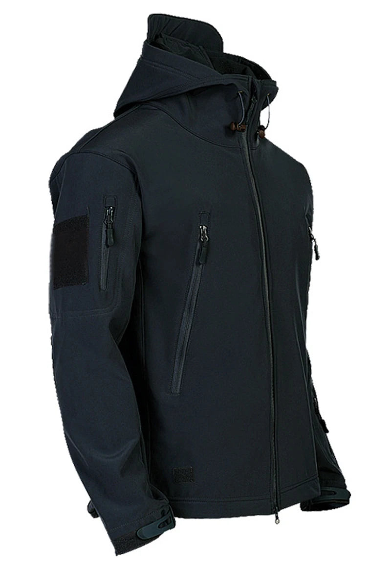 2024 New Fashionable Shark Skin Soft Shell Jacket Men's Tactical Windproof Waterproof Jacket Men's Jacket Hooded Jacket