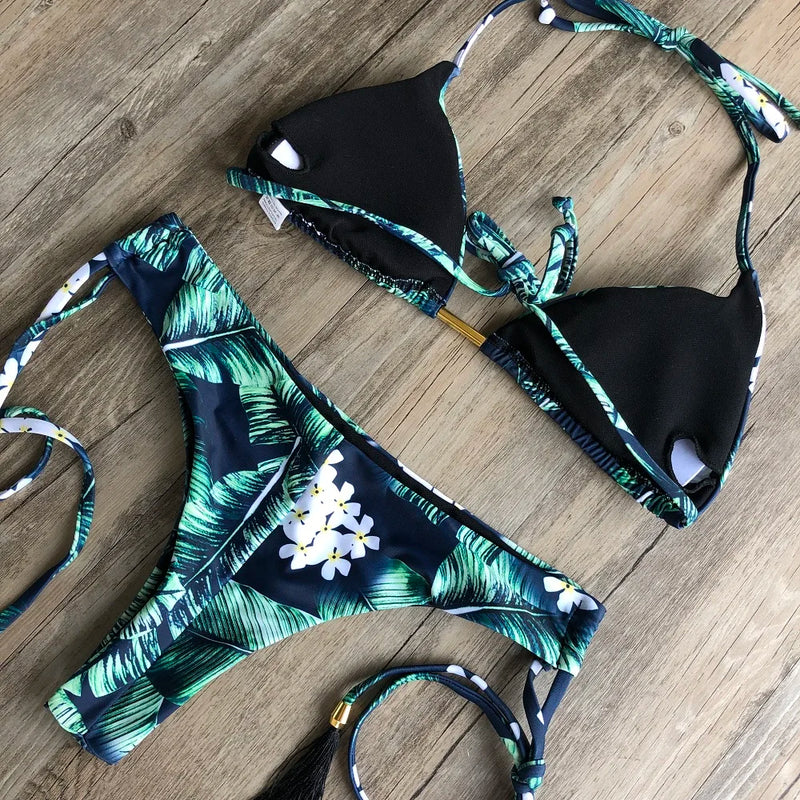 RUOTONGSEPT Sexy Print Bikinis Set Women Swimsuit Bandage Two-Piece Swimwear Brazilian Biquínis Beachwear Bathing Suit 2022 New