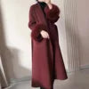 Boutique Inverno Nova Moda Retro Dupla Face Lã Grossa Temperamento Longo Jaqueta Feminina