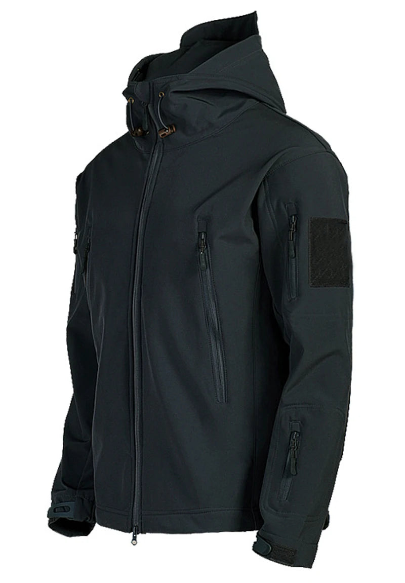 2024 New Fashionable Shark Skin Soft Shell Jacket Men's Tactical Windproof Waterproof Jacket Men's Jacket Hooded Jacket