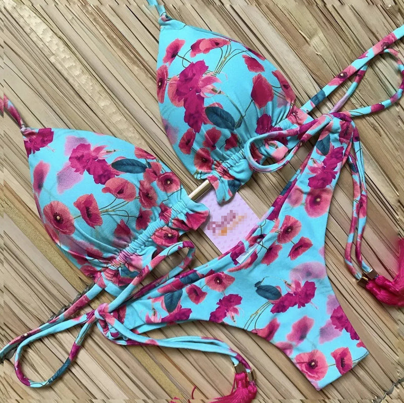 RUOTONGSEPT Sexy Print Bikinis Set Women Swimsuit Bandage Two-Piece Swimwear Brazilian Biquínis Beachwear Bathing Suit 2022 New