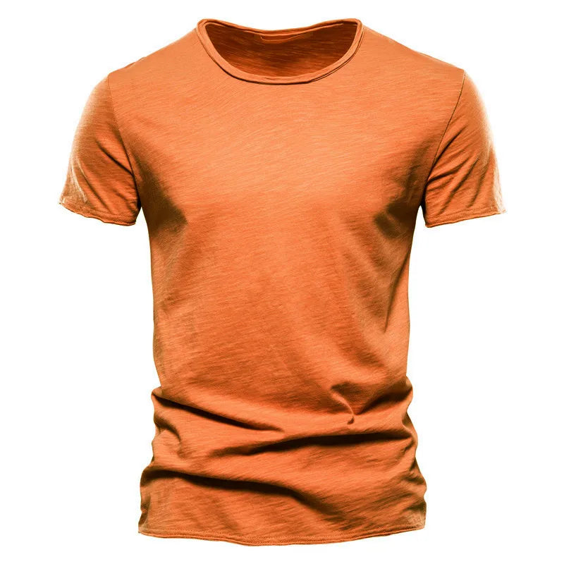 100% algodão camiseta casual macia fitness camisetas finas roupas masculinas gola redonda manga curta camiseta sólida