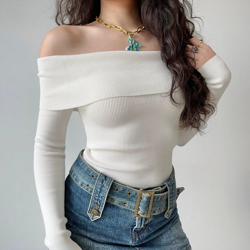 Go Girl Go off-Shoulder Short Top Sweater