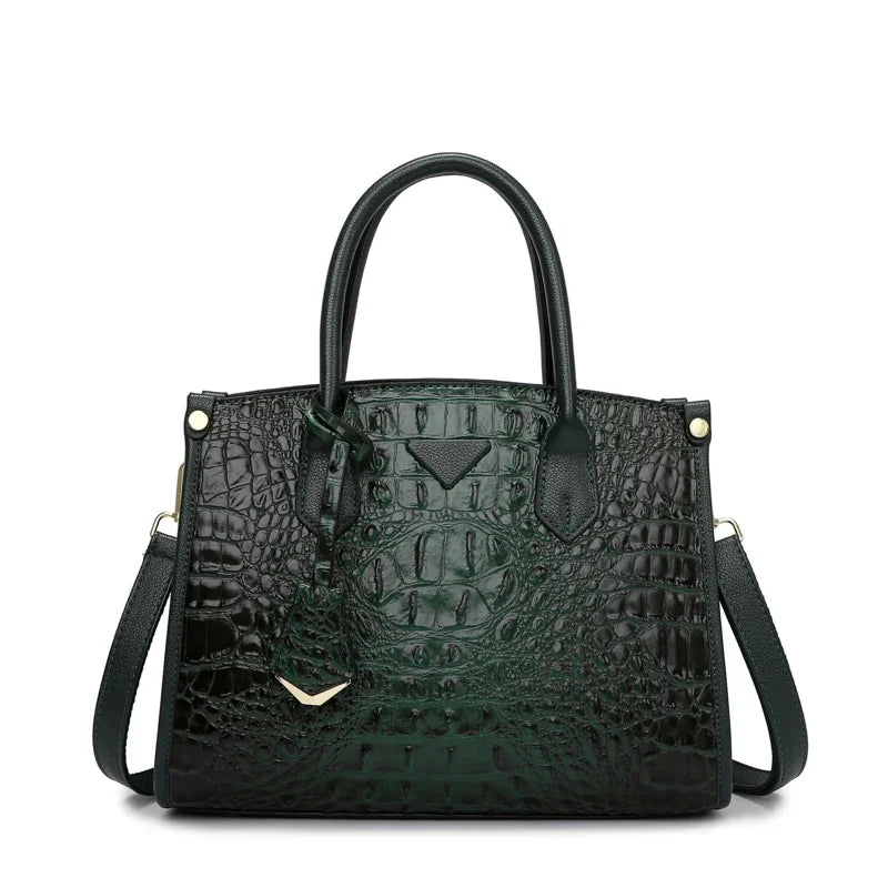 Women's Large Top-Handle Bag Vintage Crocodile Designer Shoulder Bag Quality Leather Crossbody Bag Messenger Commuter Sac A Main
