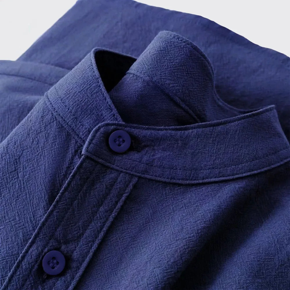 Men's Cotton Linen T-shirt Summer Hot Sale Henley Neck Casual Breathable Lightweight Solid Color Pocket Button Tops