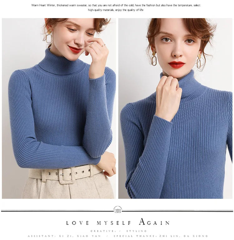 Heliar Women Fall Turtleneck Sweater Knitted Soft Pullovers Cashmere Jumpers Basic Soft Sweaters For Women 2026 Autumn Winter
