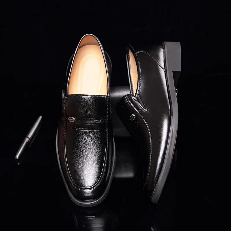 Leather Men Formal Shoes Luxury Brand 2023 Men's Loafers Dress Moccasins Breathable Slip on Black Driving Shoes Plus Size 38-44 - CRAVO ROSE