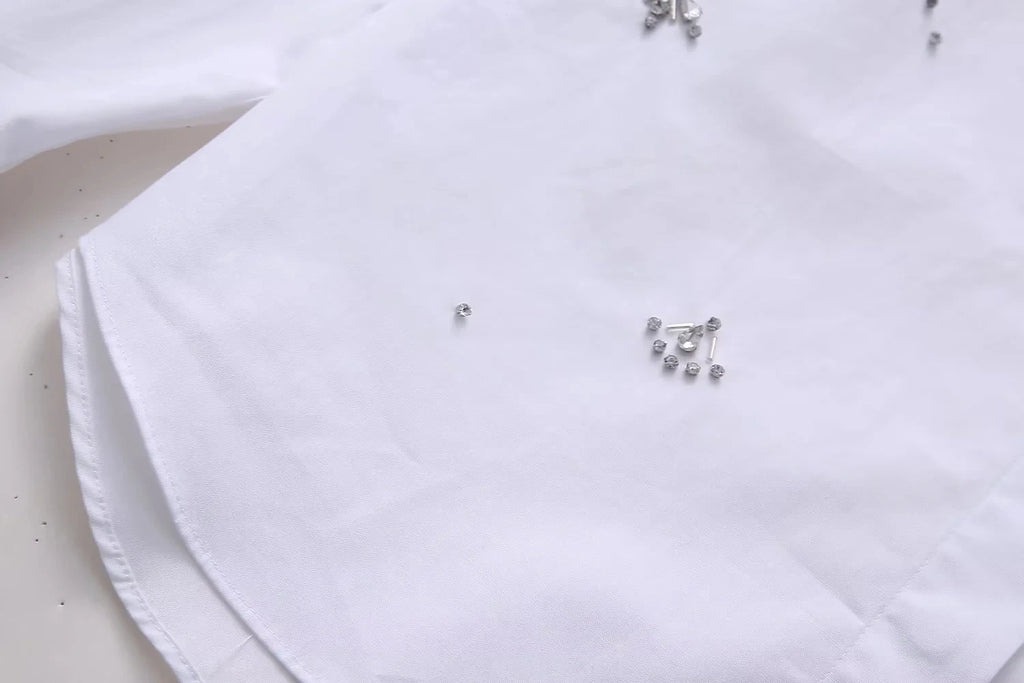 Blusas brancas elegantes da moda primavera 2025, blusas com lapela vazada, camisa slim feminina, casual, streetwear, blusa feminina para escritório